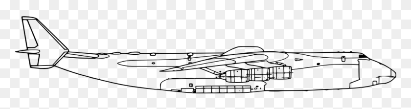 961x202 Airplane Jet Side View Aircraft Fly Body Aircraft Side Outline, Gray, World Of Warcraft HD PNG Download