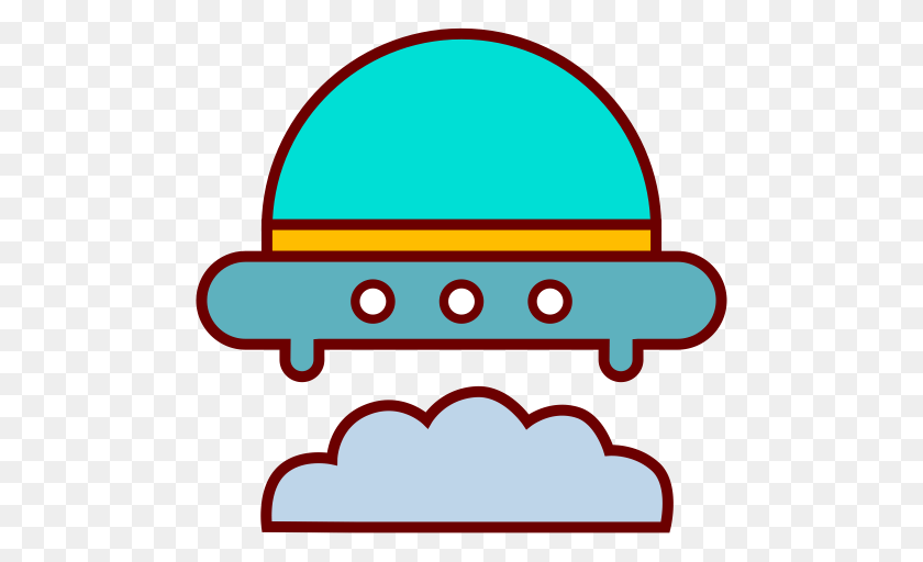 512x512 Airship Alien Spacecraft Aliens Icon With And Vector Format Sticker PNG