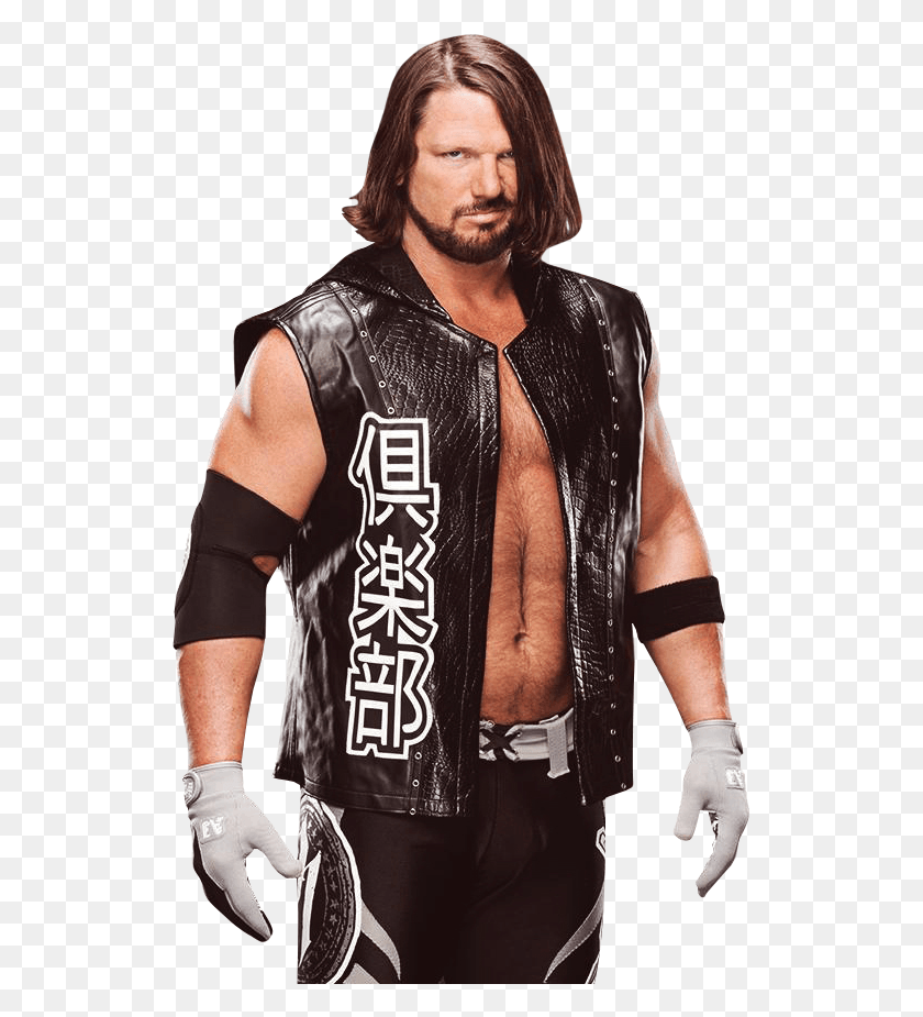 525x865 Aj Styles Current Wwe United States Champion Aj Styles Bullet Club Vest, Clothing, Apparel, Person HD PNG Download
