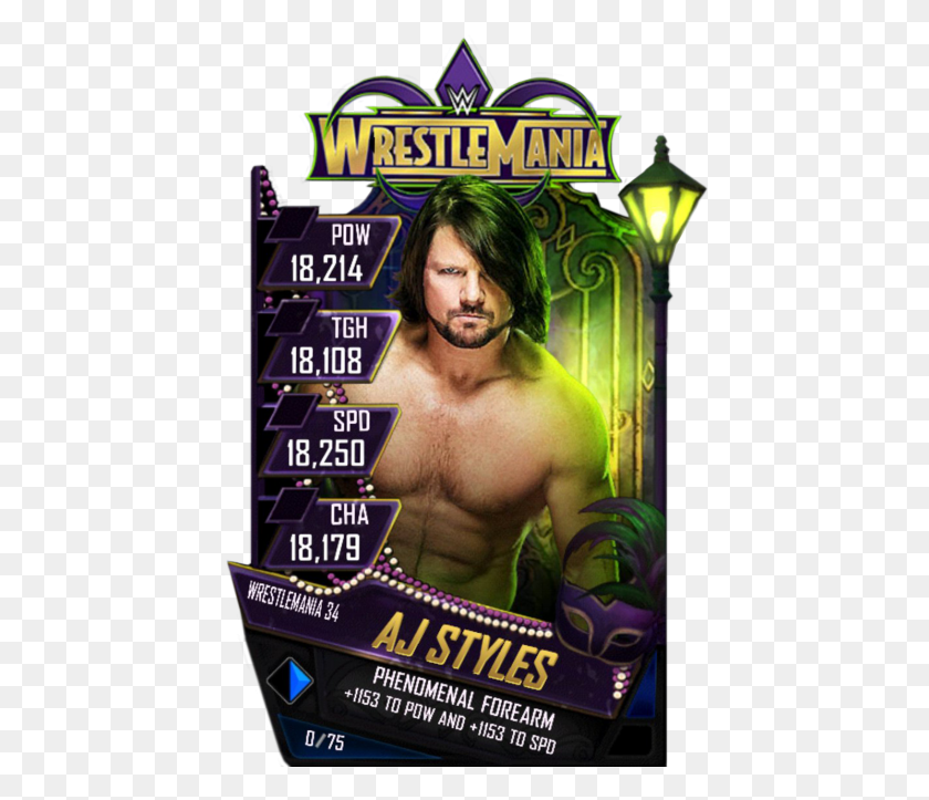 441x663 Ajstyles S4 19 Wrestlemania34 Ringdom Wwe Wrestlemania, Advertisement, Poster, Person HD PNG Download