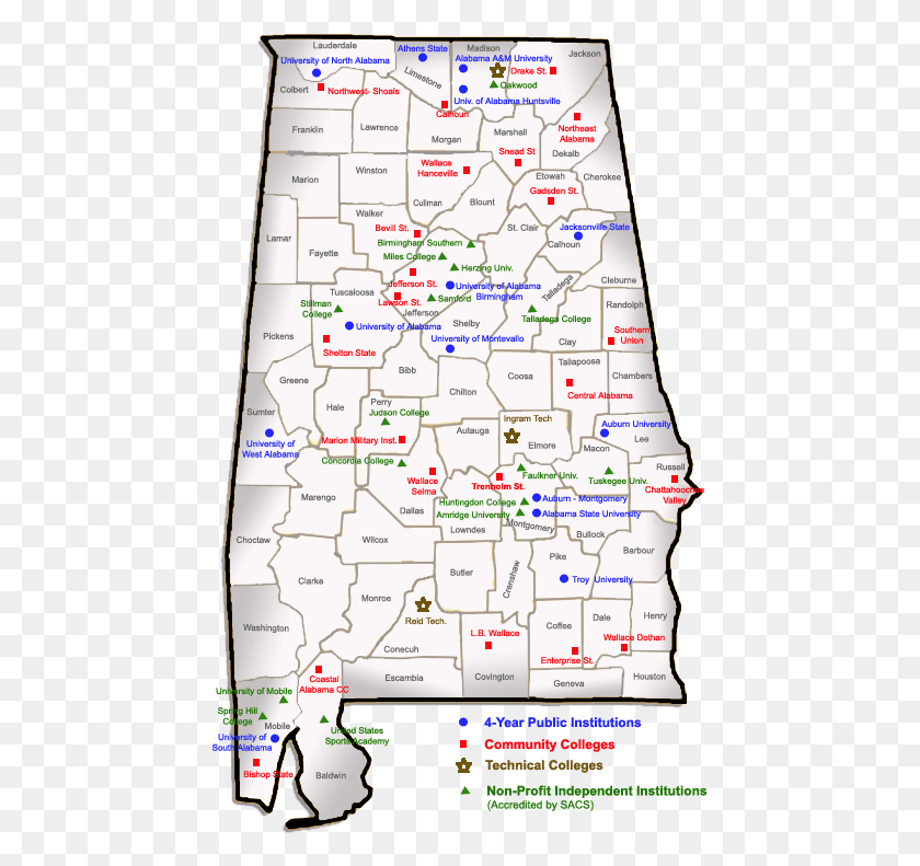 453x731 Alabama Institution Map Map Of Alabama, Diagram, Atlas, Plot HD PNG Download