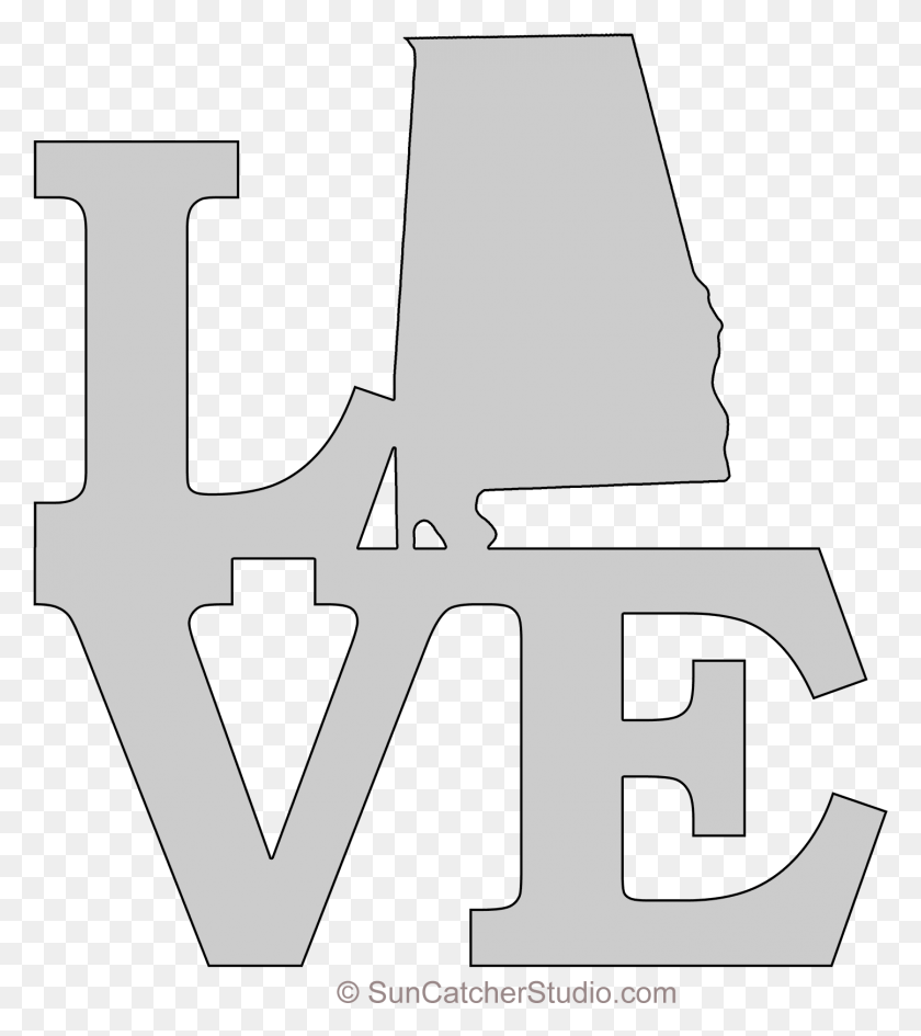 1446x1642 Alabama Love Map Outline Scroll Saw Pattern Shape State Cross, Text, Alphabet, Word HD PNG Download