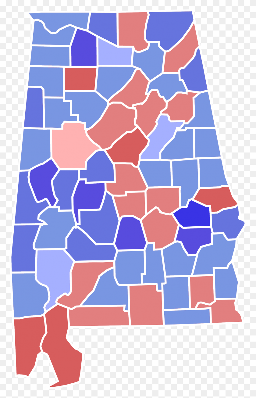 1787x2853 Alabama Senate Election Results By County 1980 2018 Election Results Alabama, Map, Diagram, Plot HD PNG Download