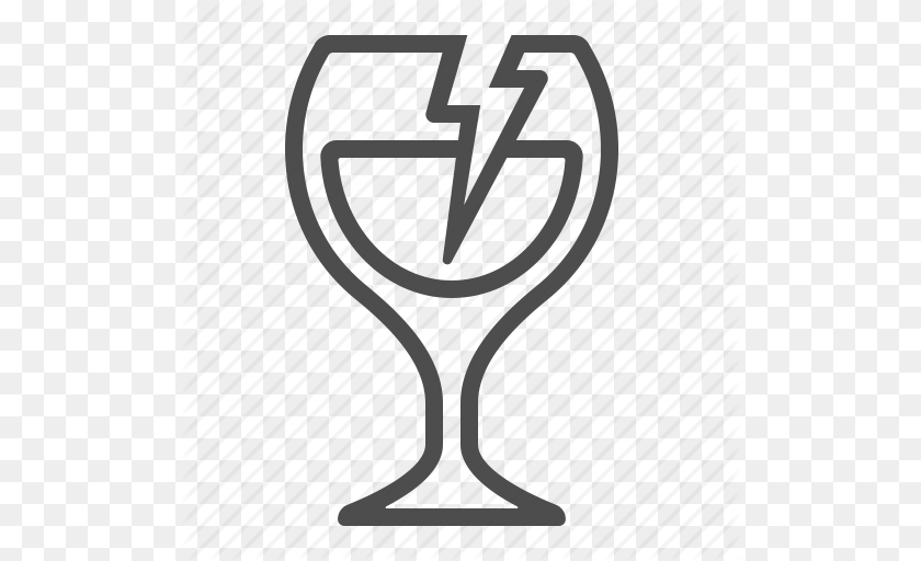 512x512 Alcohol Broken Crack Fragile Glass Wine Glass Icon, Goblet Sticker PNG