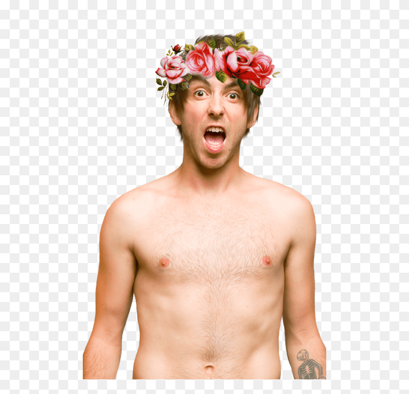 500x749 Alex Gaskarth Atl And Flower Crown Image Shirtless Man Transparent, Person, Human, Face HD PNG Download