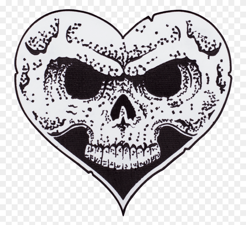 748x711 Descargar Png Alexisonfireheart Skull Patch Alexisonfire Heart Skull, Etiqueta, Texto, Alfombra Hd Png