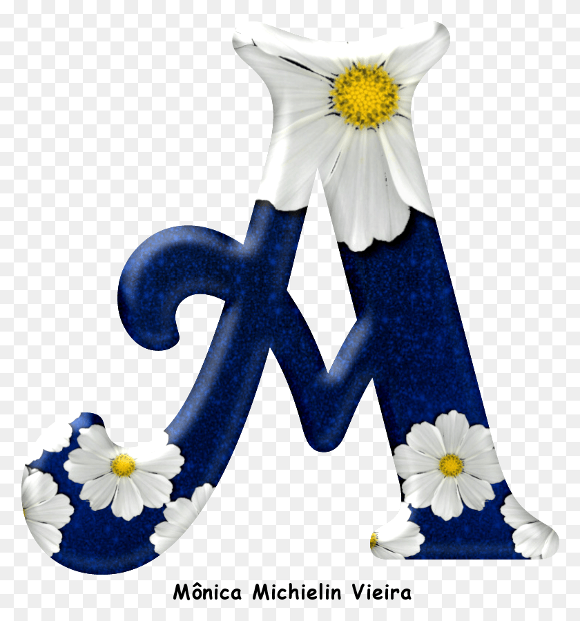 780x839 Alfabeto De Margaridas No Fundo Azul Daisy Family, Plant, Flower, Blossom Hd Png