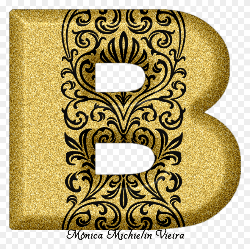 991x988 Alfabeto Glitter Dourado Com Ornamentos Glitter Illustration, Rug, Gold HD PNG Download