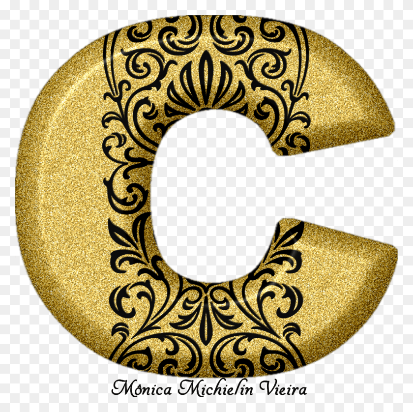 987x985 Descargar Png Alfabeto Glitter Dourado Com Ornamentos Glitter Gráficos De Red Portátiles, Alfombra, Texto, Oro Hd Png