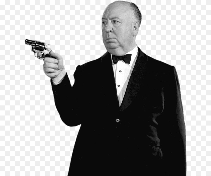 648x701 Alfred Hitchcock Holding A Pistol Man With Pistol, Weapon, Suit, Handgun, Gun PNG