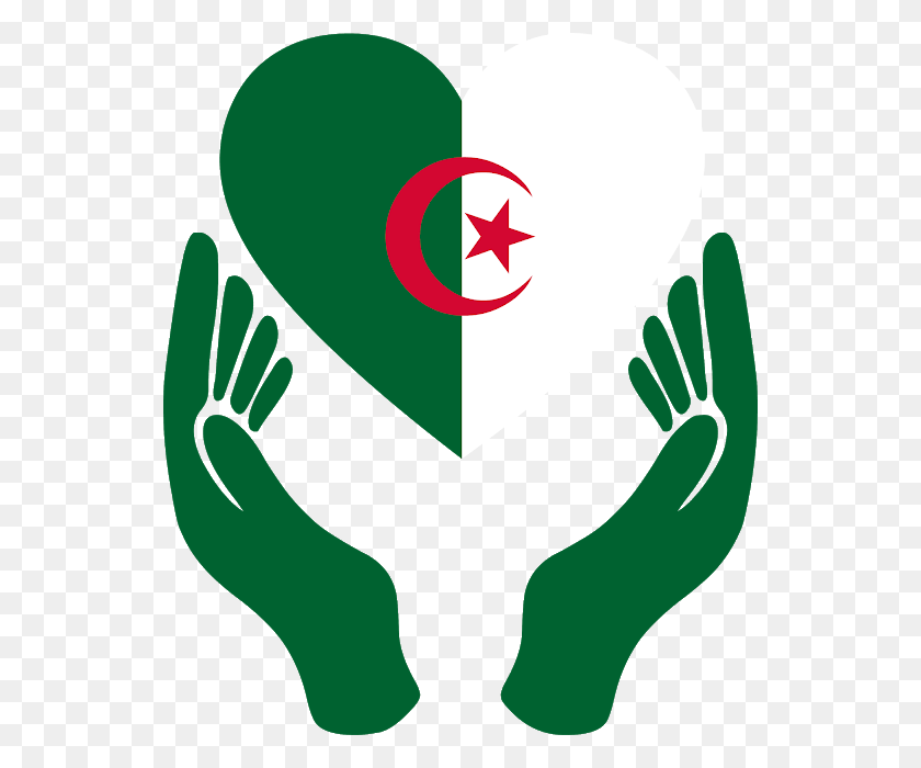 542x640 Descargar Png Bandera De Argelia Amor Svg Eps Psd Ai Vector Símbolo De Amor Y Paz, Mano, Corazón, Gráficos Hd Png