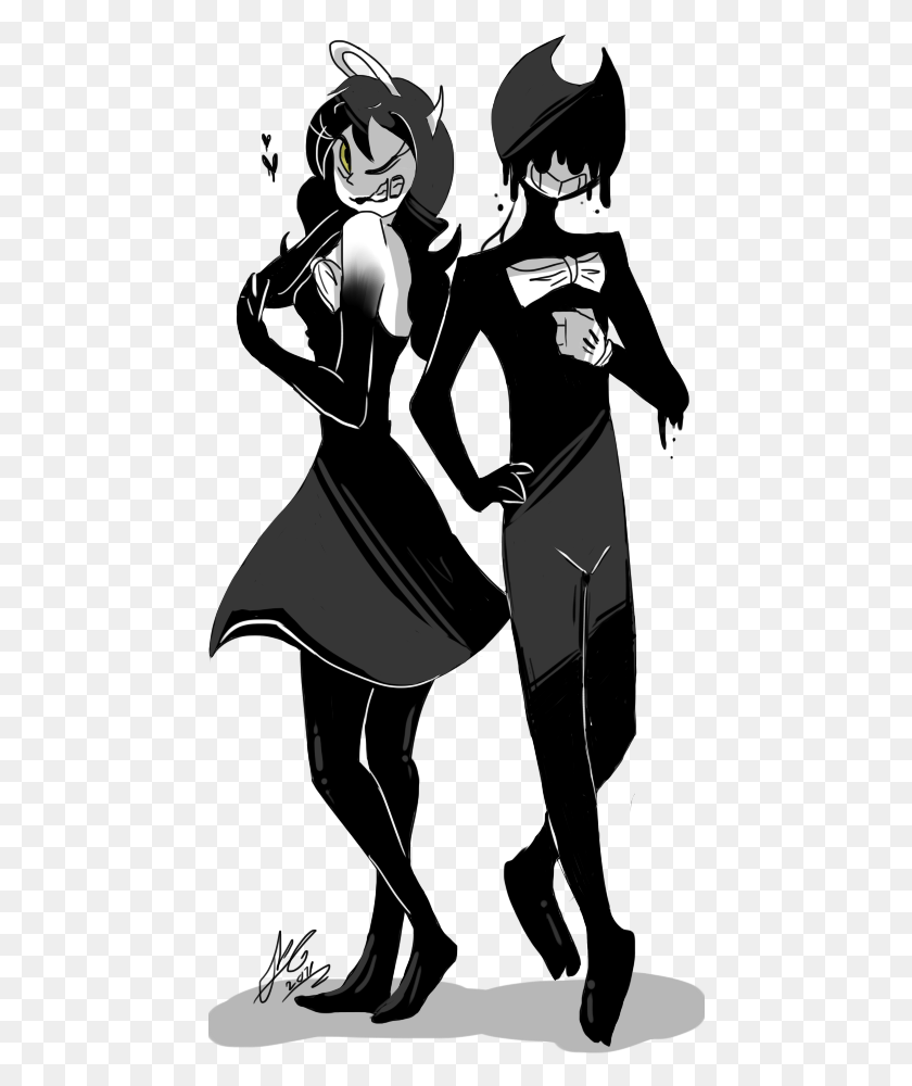 458x940 Alice And Bendy By Bendythedevil Pop Dbvmele Bendy Bendy And The Ink Machine Drawing, Person, Human, Performer HD PNG Download