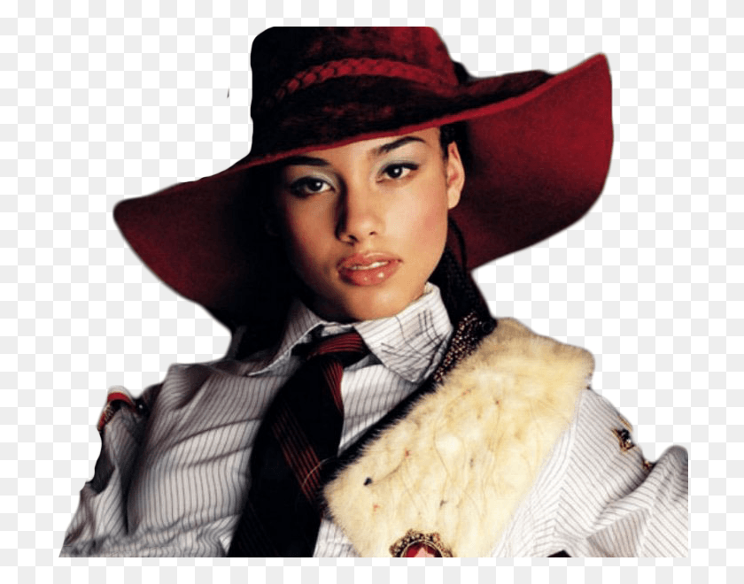 714x600 Descargar Png Alicia Keys Alicia Keys En Un Sombrero, Ropa, Vestimenta, Corbata Hd Png