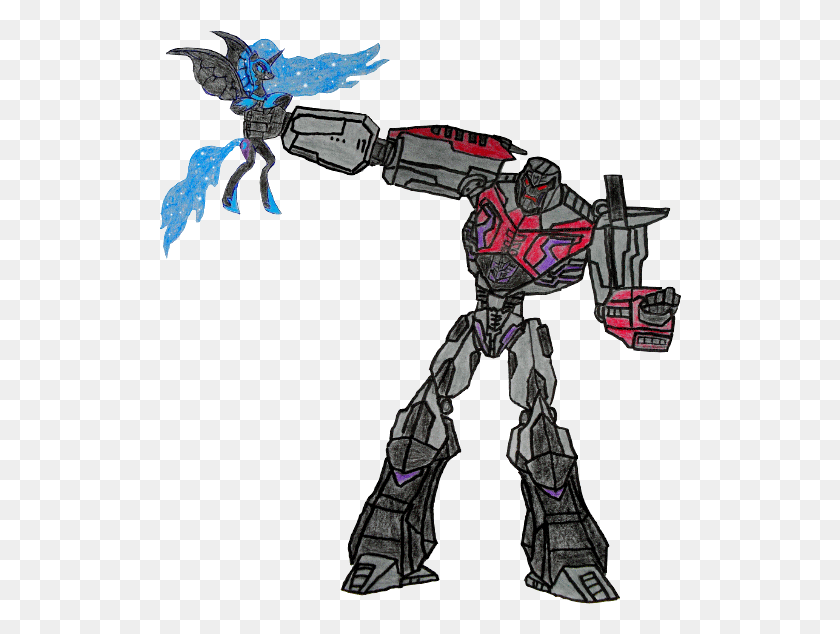 522x574 Alicorn Artist Needed Duo Female Holding A Pony Megatron Vs Nightmare Moon, Robot, Person, Human HD PNG Download