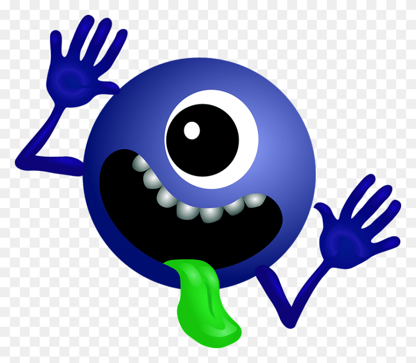 834x720 Descargar Png Alien Dark Blue Smiley Monster Personaje De Dibujos Animados Galaxy Don T Panic, Outdoors, Nature, Animal Hd Png