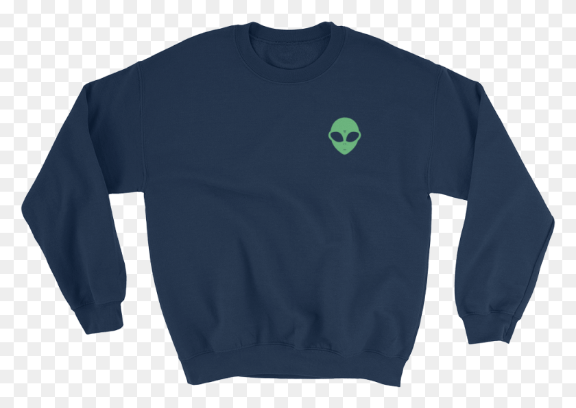 976x671 Alien Head Sweatshirt Crew Neck, Clothing, Apparel, Sleeve HD PNG Download