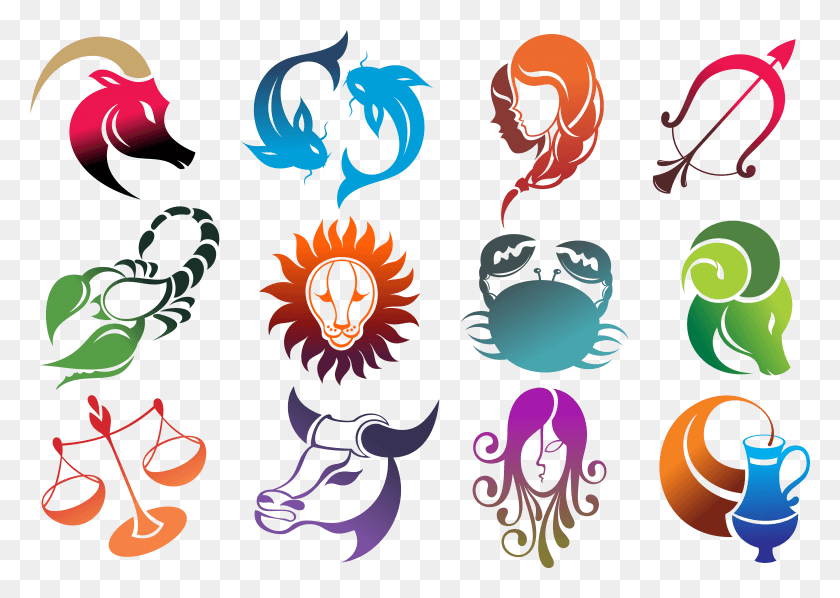 6095x4205 All 12 Zodiac Signs, Graphics, Label HD PNG Download