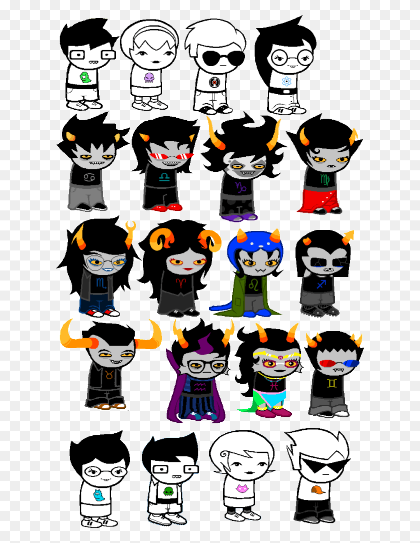 616x1024 All Homestuck Characters Sprites, Label, Text, Sticker HD PNG Download