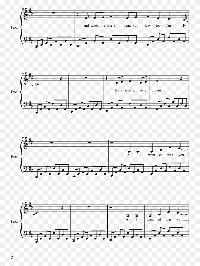 750x1057 All I Wanted Sheet Music Composed By Paramore 2 Of Rwby Piano Sheet Music Caffeine, Gray, World Of Warcraft HD PNG Download