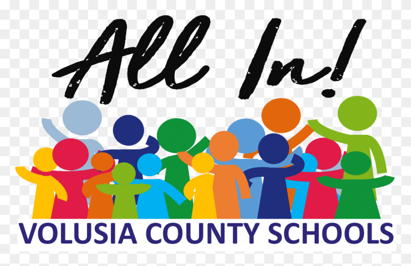 971x605 All In Color Transparent Background Volusia County Schools All, Crowd, Text, Word HD PNG Download