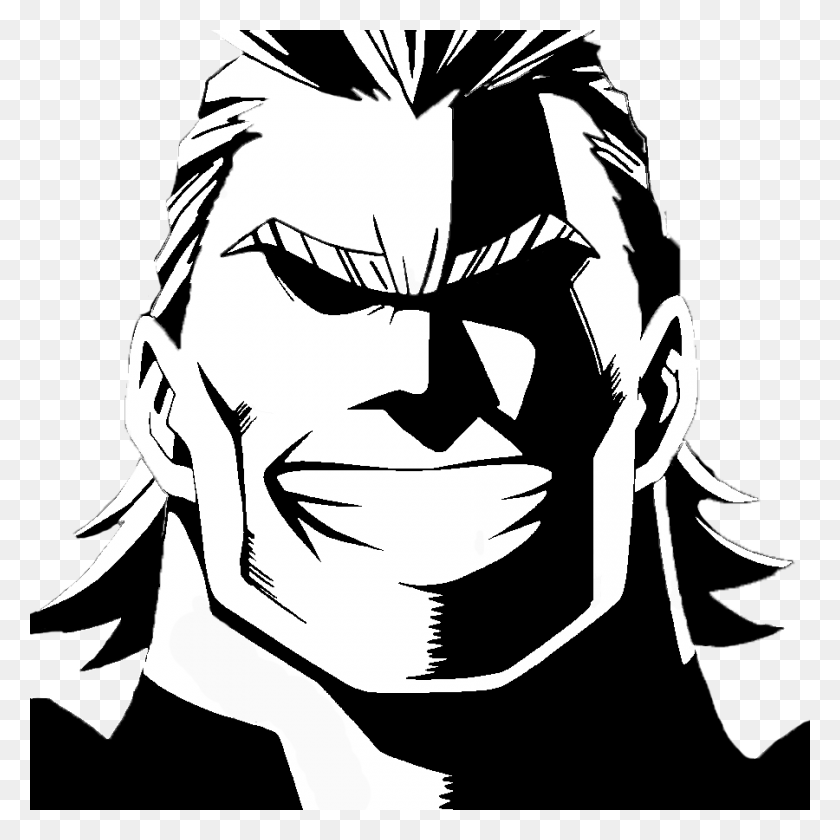 900x900 All Might Face Template All Might Face Black And White, Stencil, Person, Human HD PNG Download