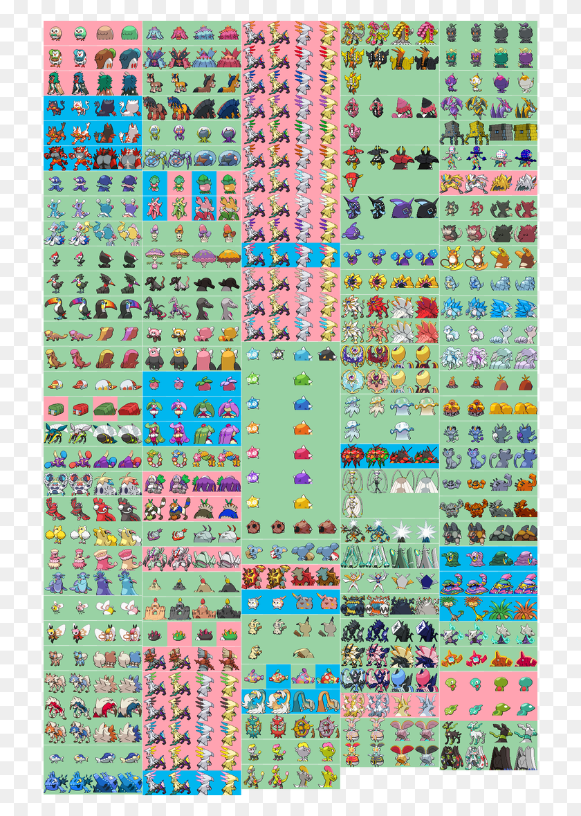 714x1119 Descargar Png All Pokemon Sprites Gen 7 Gba Sprites, Word, Rug, Electronics Hd Png