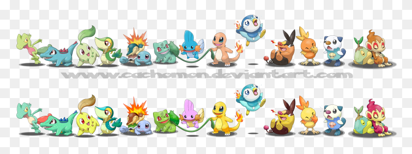 2965x968 All Pokemon Starters Shiny By Cachomon, Graphics, Birthday Cake HD PNG Download