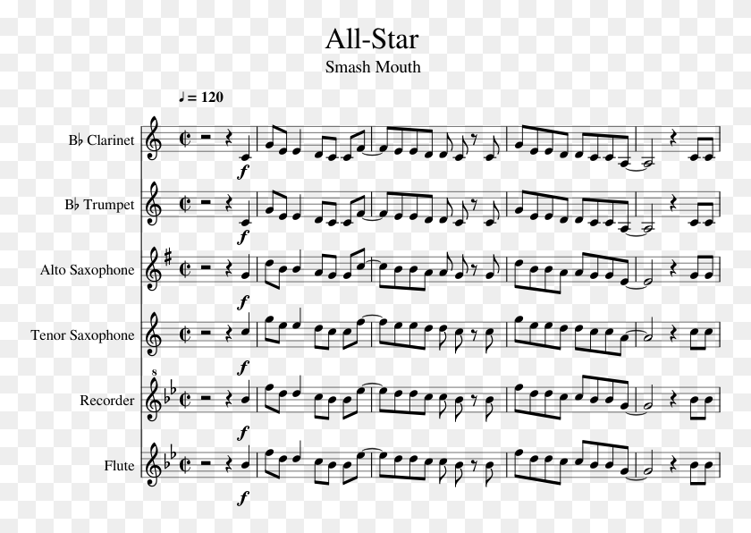 773x536 All Star Sheet Music 1 Of 4 Pages Toxic Oboe Sheet Music, Gray, World Of Warcraft HD PNG Download