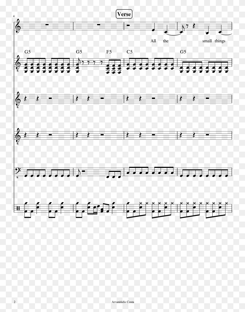753x1010 All The Small Things Sheet Music Composed By Blink Sheet Music, Gray, World Of Warcraft HD PNG Download