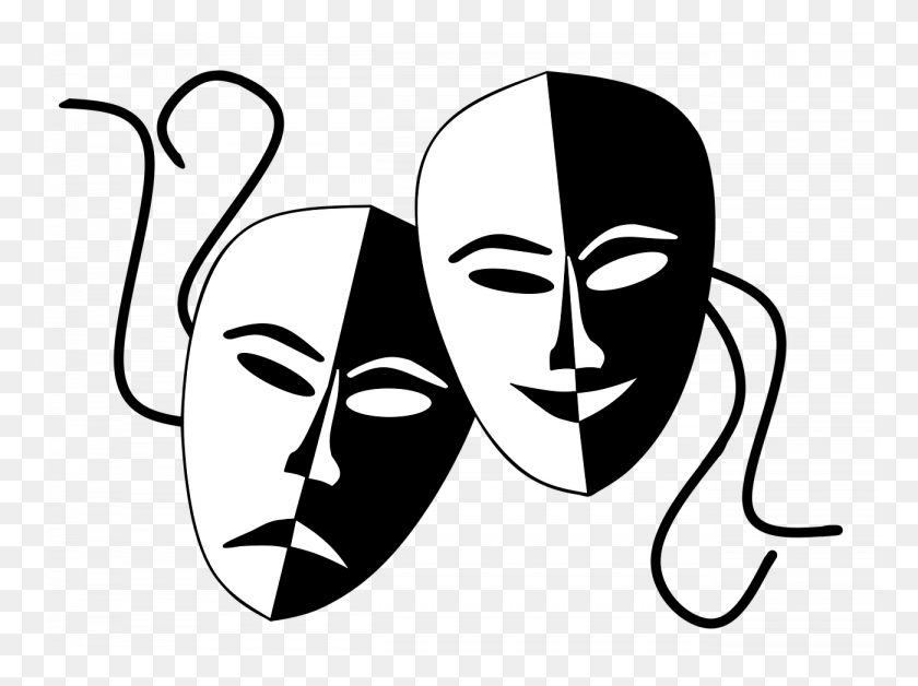 768x568 All The World39s A Stage Comedy And Tragedy Masks, Stencil, Label, Text HD PNG Download