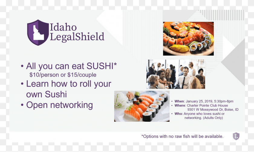 1201x682 All You Can Eat Sushi Night Presented Py Idaho Legalshield Flyer, Person, Human, Poster HD PNG Download