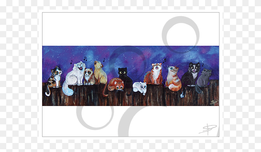 592x429 Alley Cat Choir Art Print Donkey, Chicken Descargar Hd Png