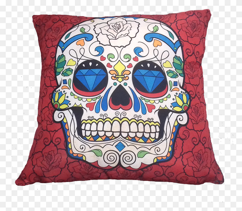 994x857 Almofada Caveira Mexicana Vermelho 43x43cm Skulls Cross Stitch Patterns, Pillow, Cushion HD PNG Download
