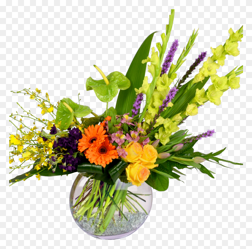 1025x1012 Aloha Surprise Bouquet Iris And Jonquil Bouquet In Vase, Ikebana, Ornament HD PNG Download