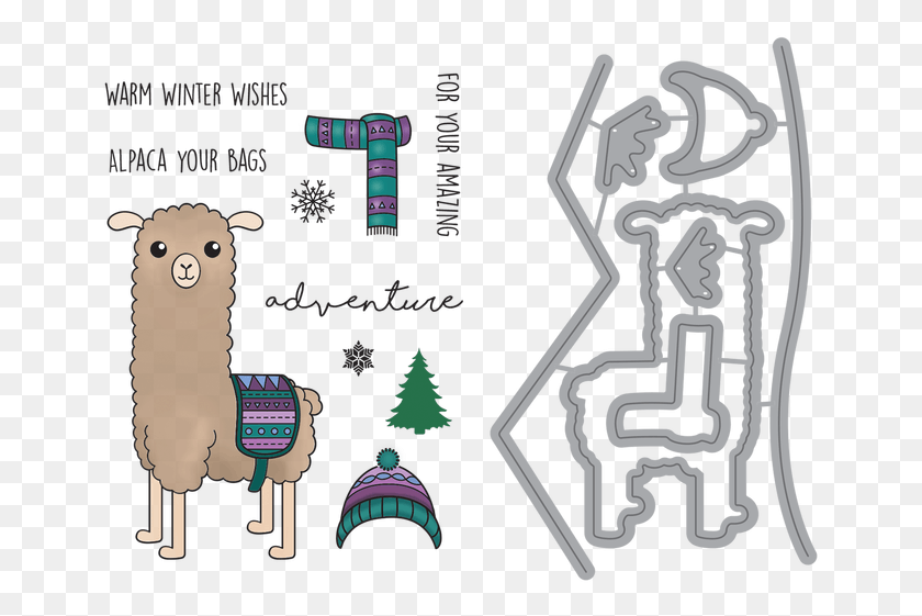 655x501 Descargar Png Alpaca Your Bags Stamp Amp Die Set Stamp And Die Image Camello, Texto, Gráficos Hd Png