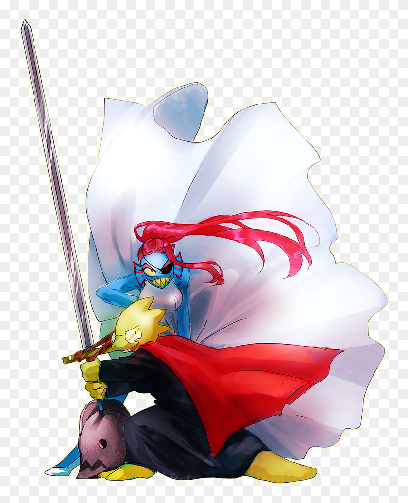 776x975 Alphys X Undyne Cartoon, Weapon, Weaponry, Clothing HD PNG Download