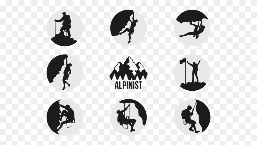 539x413 Alpinists Climbers Silhouettes Vector Silhouette, Stencil, Person, Human HD PNG Download