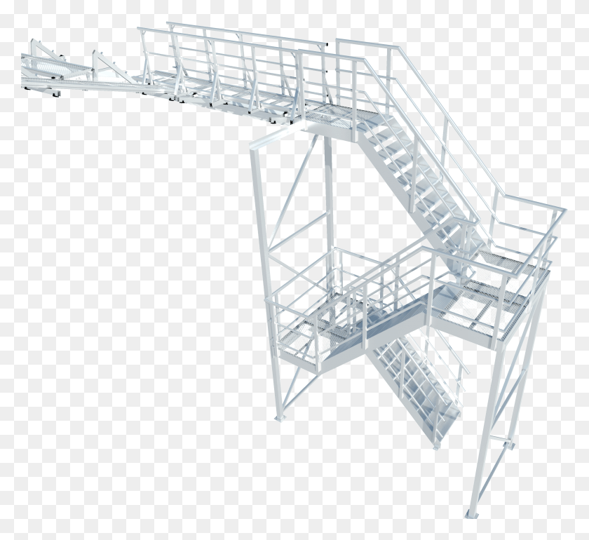 3280x2989 Aluminium Egress Stairs Stairs, Handrail, Banister, Construction Crane HD PNG Download