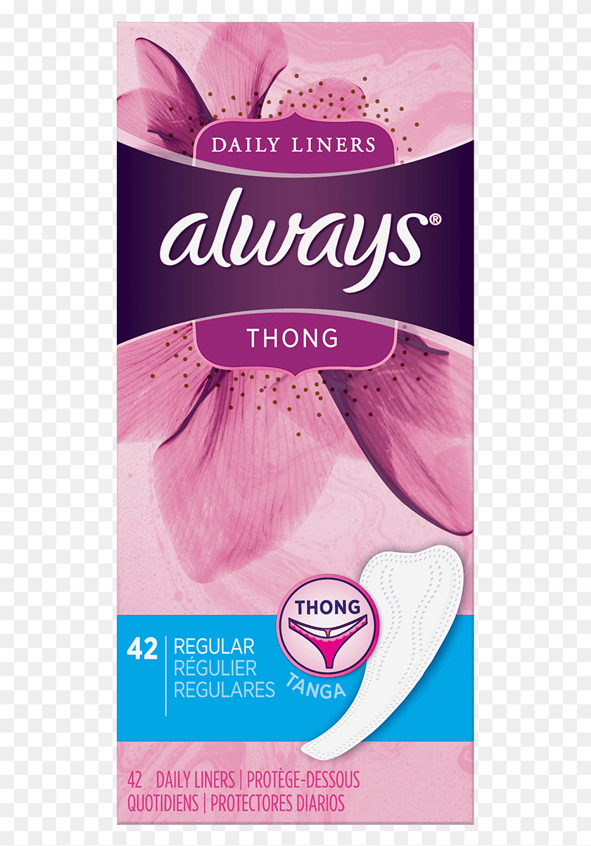 509x1141 Always Thong Daily Liners Unscented Always Thong Liners, Text, Paper, Purple HD PNG Download
