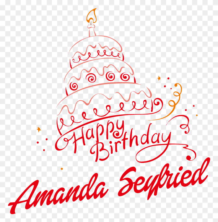 1106x1126 Amanda Seyfried Happy Birthday Vector Cake Name Happy Birthday Name English, Text, Tree, Plant HD PNG Download