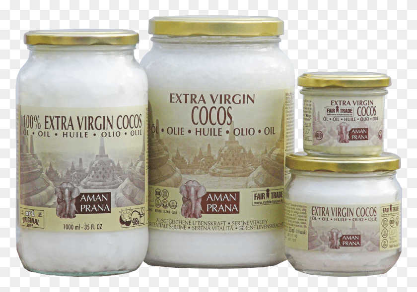 1029x700 Descargar Png Aceite De Coco Amanprana Extra Vierge, Alimentos, Planta, Tarro Hd Png
