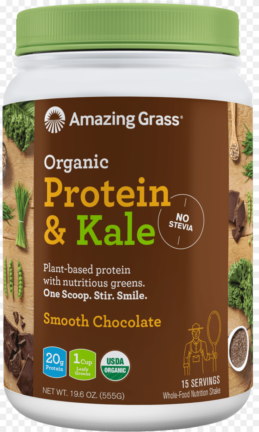 1188x1979 Amazing Grass Organic Protein Amp Kale Powder Smooth Agaricus, Plant, Herbal, Herbs, Jar Sticker PNG