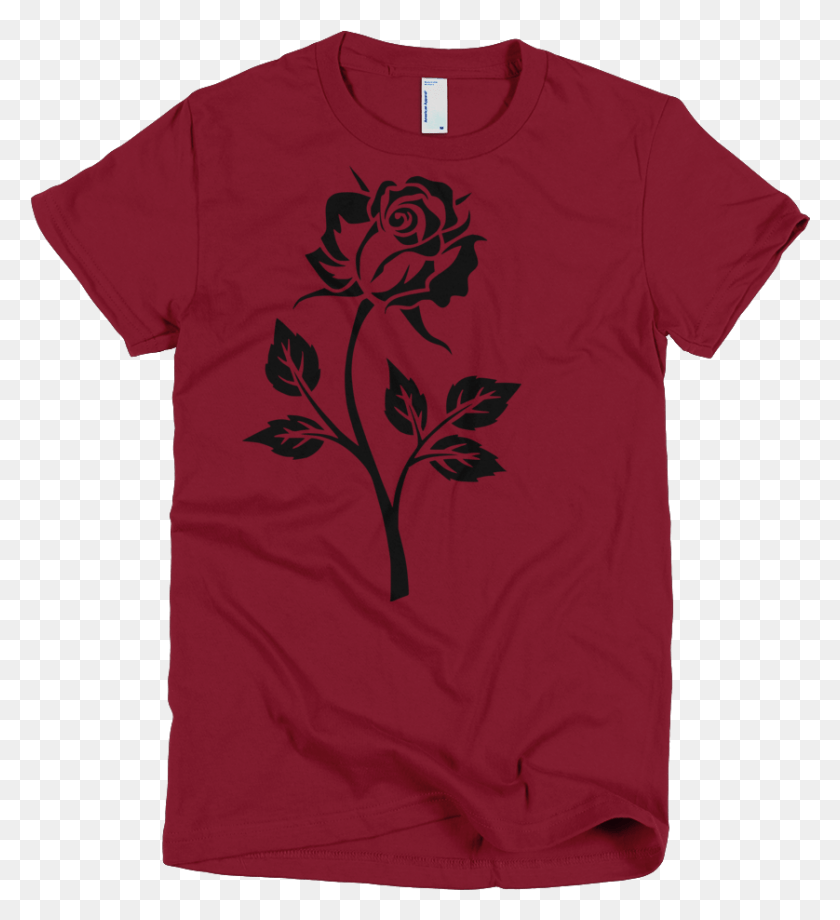 838x924 American 20apparel Cranberry Wrinkle 20front Mockup Clip Art Black And White Rose, Clothing, Apparel, T-shirt HD PNG Download