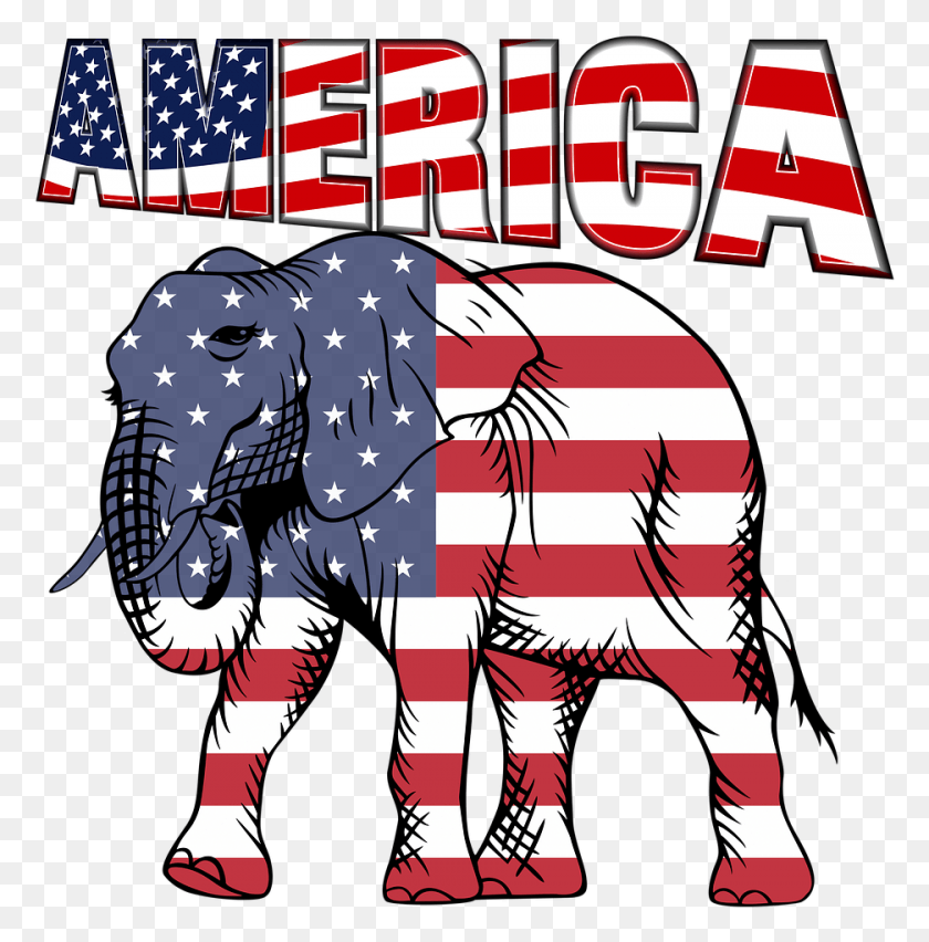 936x951 American Flag Elephant Patriotic Image Republican Party, Clothing, Apparel, Advertisement HD PNG Download
