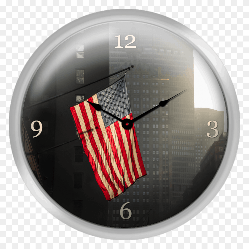 992x992 American Flag In New York City Wall Clock, Wall Clock, Analog Clock, Helmet HD PNG Download