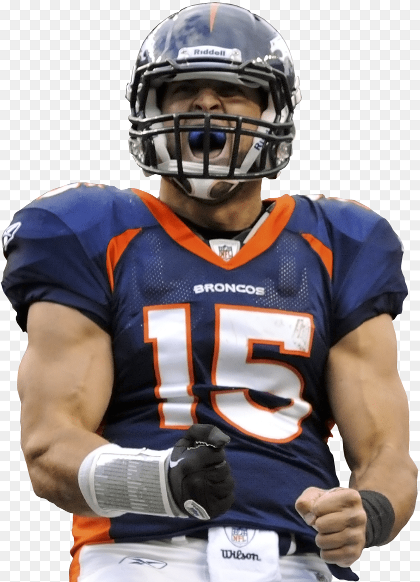 1407x1946 American Football Tim Tebow Broncos, Helmet, Playing American Football, Person, Sport Sticker PNG