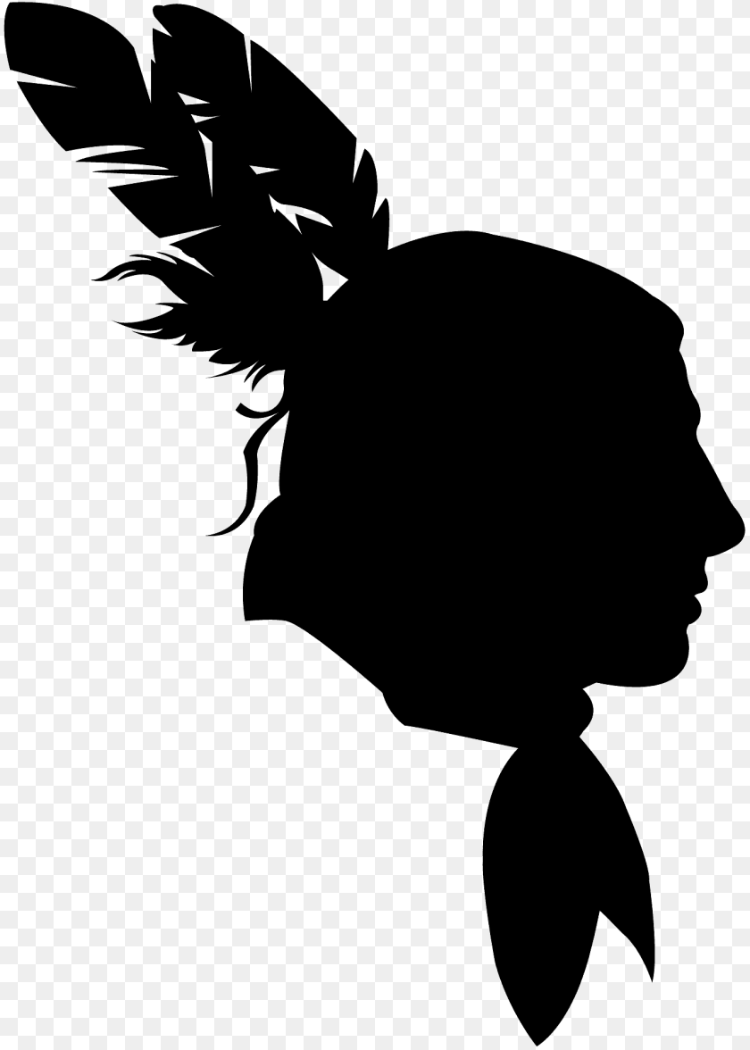1371x1920 American Indian Silhouette, Person, Face, Head, Stencil PNG