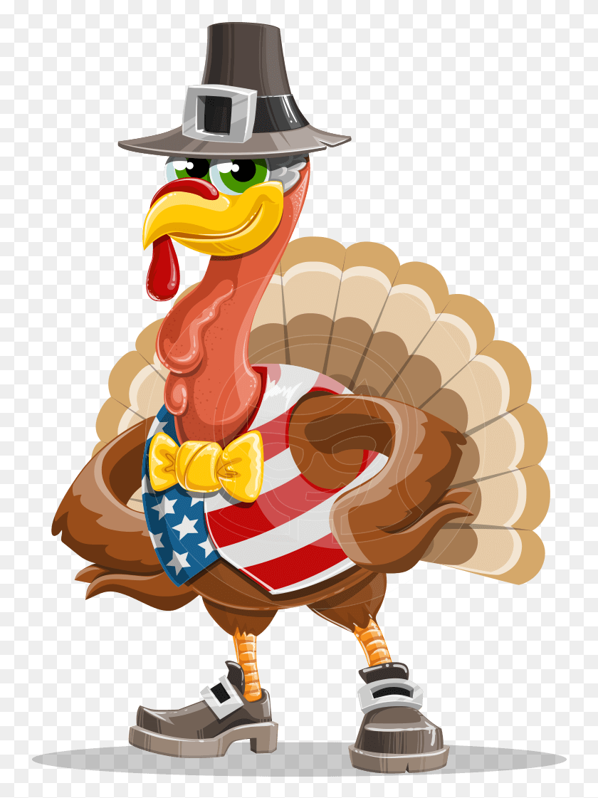 752x1061 American Turkey Cartoon Vector Character Aka Jonathan Cartoon Turkeys With Hat, Animal, Turkey Bird, Poultry HD PNG Download