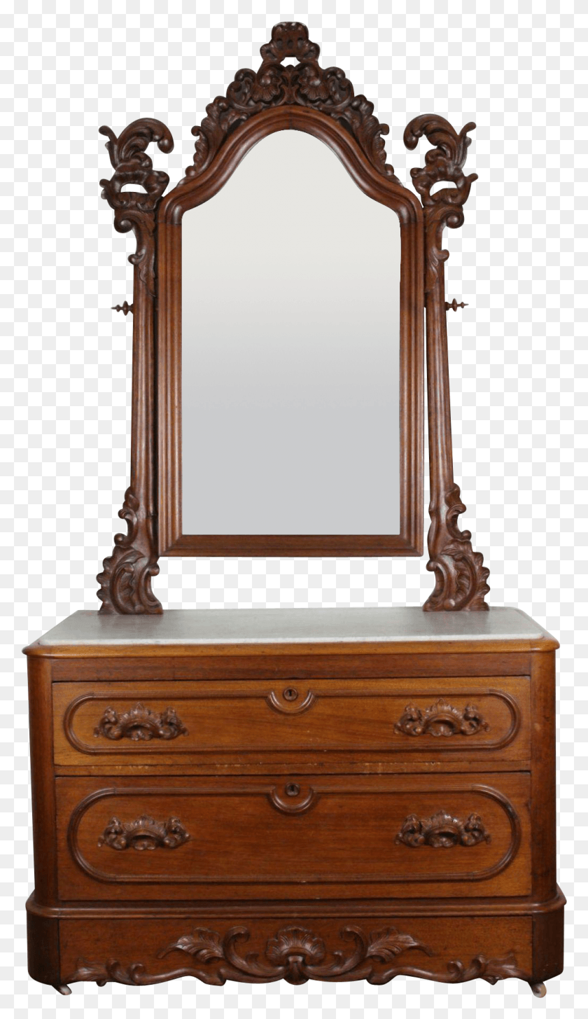 1029x1841 American Victorian Marble Top Dresser With Mirror C Dresser, Furniture, Cabinet HD PNG Download
