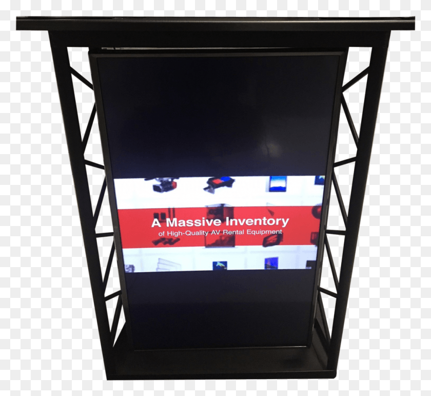 1060x967 Amplivox Black Metal Truss Podium For Rent Table, Monitor, Screen, Electronics HD PNG Download